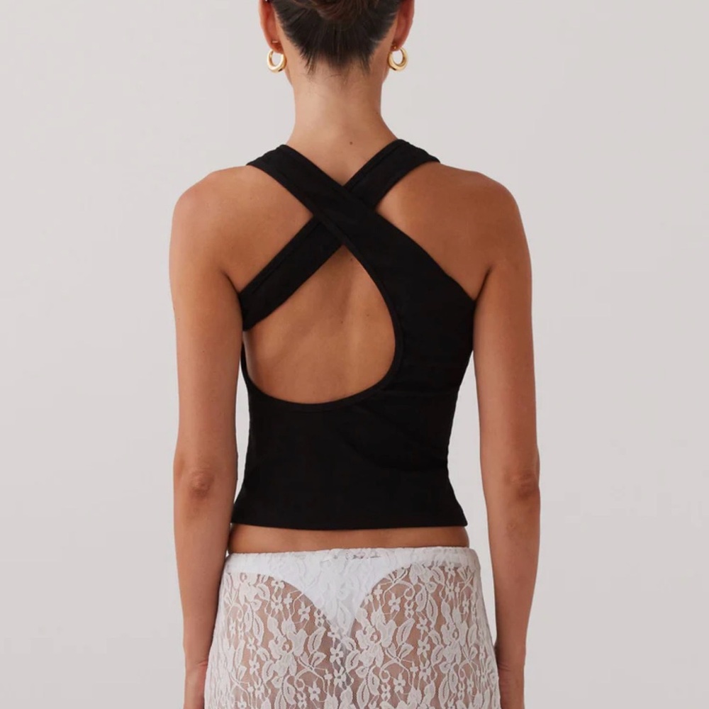 Sold Peppermayo Black Tank Top Cross Cutout Back Size 6